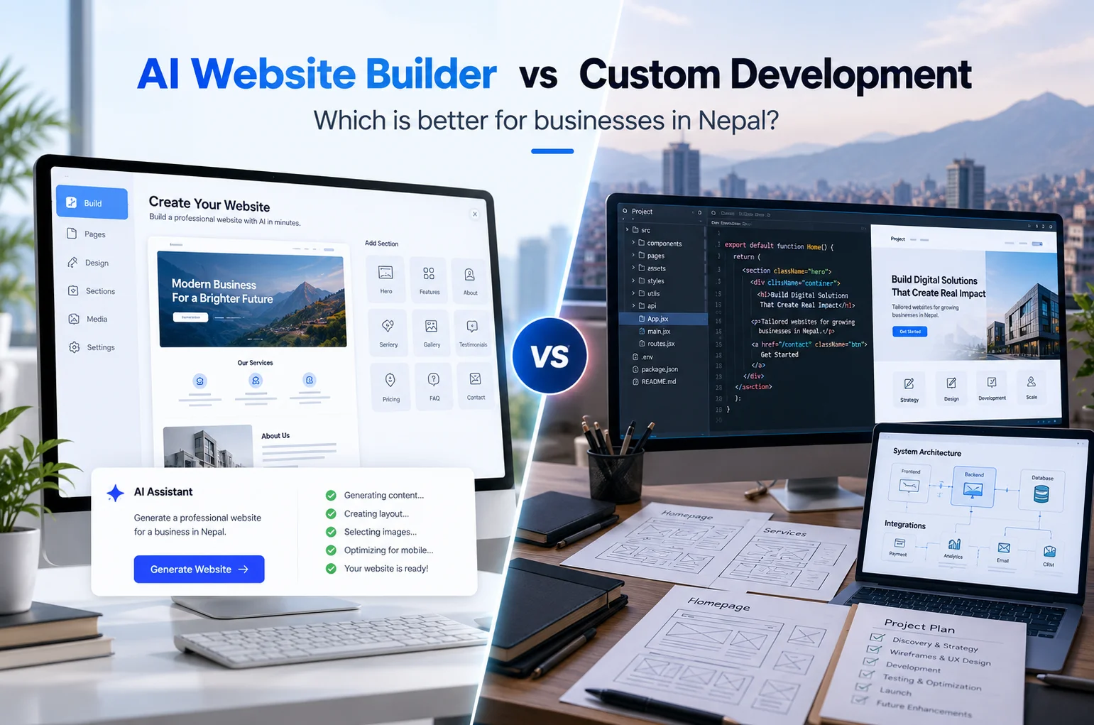 AI Website Builder vs Custom Website Development in Nepal: Which Is Better?