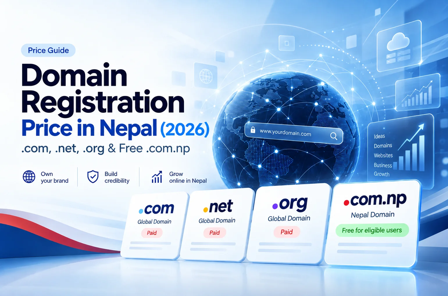 Domain Registration Price in Nepal (2026): .com & Free .np